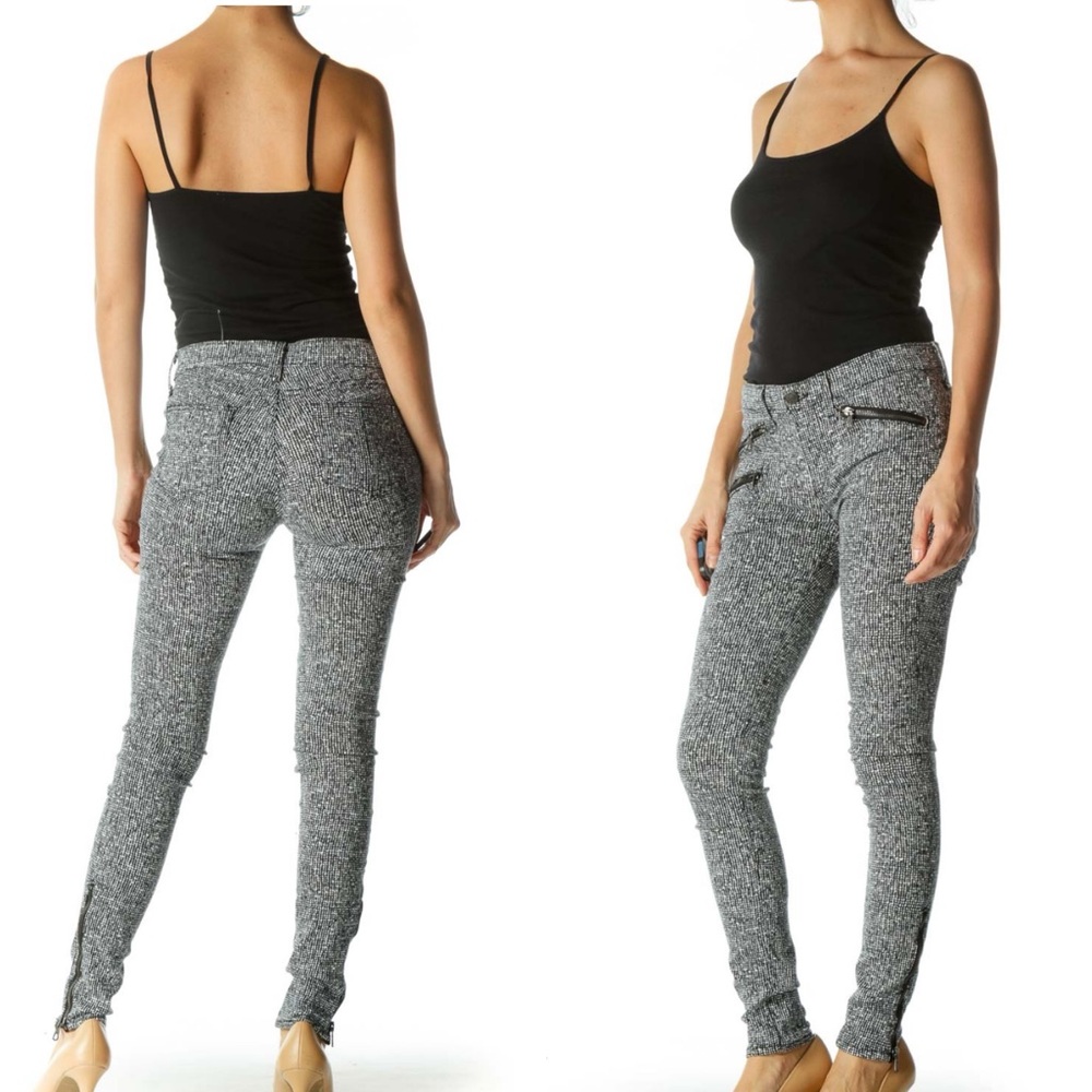 Rag & bone Black White Pattern & Zip Details Skinny Jeans Size 26‎